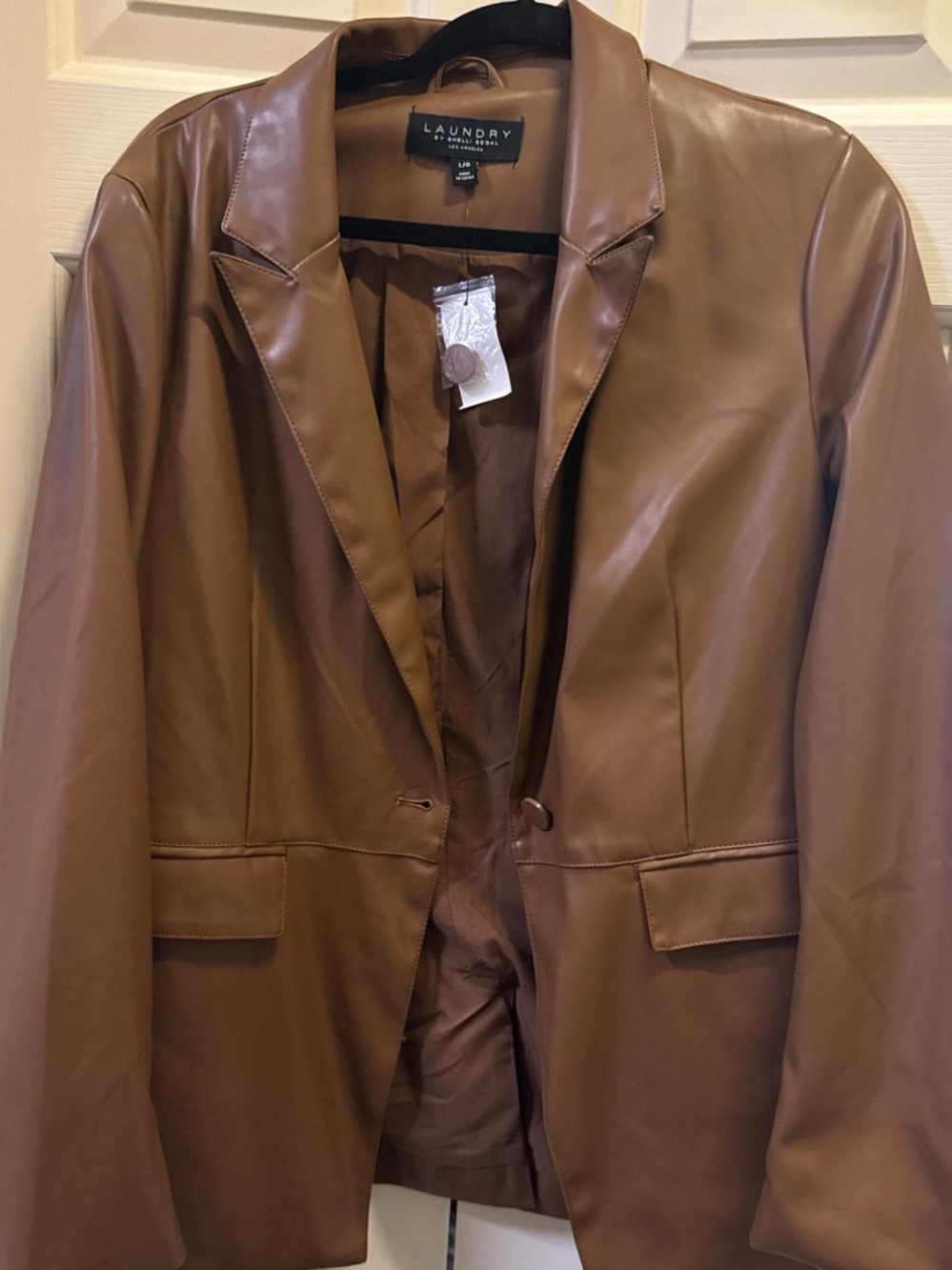 Laundry By Shelli Segal Brown Leather Blazer Jacket